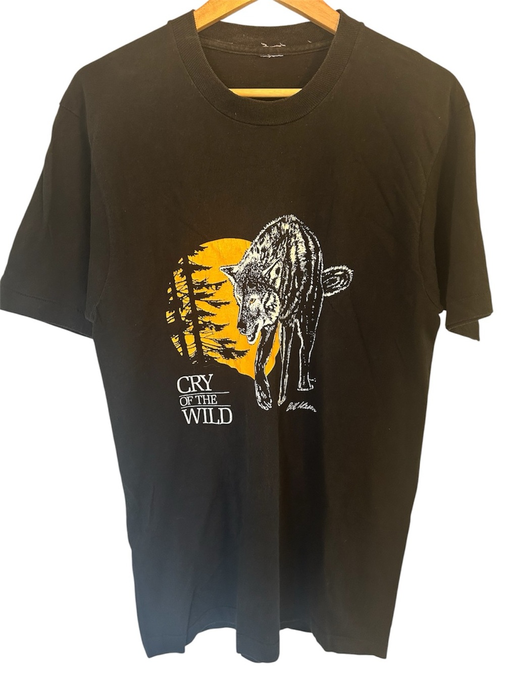 Vintage Single Stitch Cry of the Wild Wolf Graphic Tee Featuring 1970s Movie